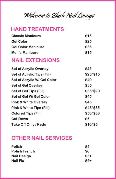 Magic nails treatment price list